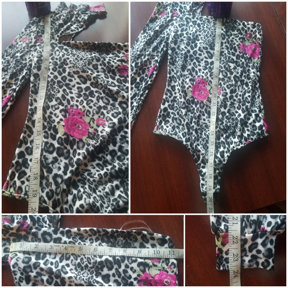 Fashion Nova Cheetah One-Sleeve Choker Bodysuit